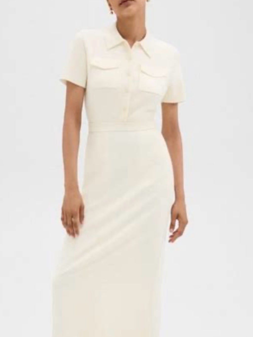 Theory Cream Polo Midi Dress